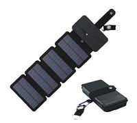 Domary Pannello Solare Pieghevole, Caricatore Solare USB Portatile 5V 1A con Cavo USB Integrato e Bussola, per Viaggio in Casa attività All'Aperto di Emergenza (4 Volte)