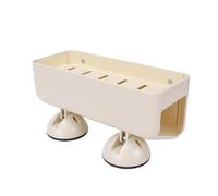 Domary Porta Spugna Ad Aspirazione per Lavello da con Scolapiatti in Acciaio Inox, Scolapiatti Senza Trapano per Organizer da Bancone (Bianco Latte)