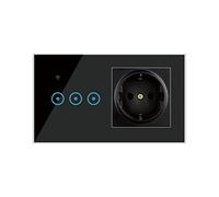 Domary Presa per Interruttore Luce Smart Touch 3 Gang con Telecomando per App Vocale la Domotica Smart Life (Nera)