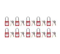 Domary Safety Padlock Set of 10 Red Lockout Locks, Non-Conductive Design