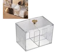 Domary Scatola Portaoggetti in Cotone con Coperchio e Griglie per | Plastica PET, Contenitore per Tamponi Cosmetici da Tavolo, Scomparti di Classificazione, Display Trasparente
