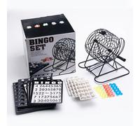 Domary Set da Gioco Deluxe Bingo per Feste con Gabbia in Metallo, Materiali di Alta qualità, Ideale per il Divertimento in Famiglia, Adulti e Bambini, Metallo/plastica, /bianco, 210 Mm