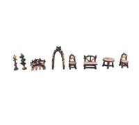 Domary Set di 8 Accessori per Giardino Fatato, Tavolo e Sedie in Miniatura, Figurine di Mobili da Giardino in Resina per la Decorazione Paesaggio Fai da Te Interni Ed Esterni