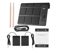 Domary Set di Batteria Elettronica da Tavolo Kit Digitale Portatile Illuminazione a Colori BT MIDI Display LCD Pad per Batteria Elettrici Bacchette per Esercitazione