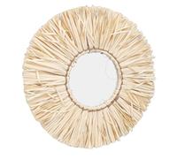 Domary Specchio da Appendere con Nappe di Paglia Intrecciata a Mano con Bordi di Sicurezza per la Decorazione della Casa Boho, Soggiorno, Camera da Letto