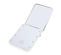 Domary Specchio per Trucco Compatto da Viaggio a LED Ingrandimento su 2 Lati Specchio Cosmetico Illuminato Portatile Portatile Ricaricabile con Luce LED Incorporata per Donne e Ra (Bianco)