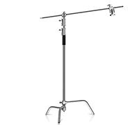 Domary Supporto per Luce Professionale per Fotografia Supporto in Lega di Alluminio C Gambe Pieghevoli capacità di Carico 44 Libbre Altezza 102 Pollici Studio Fotografico (Argento #-1)