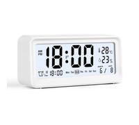 Domary Sveglia Digitale con Ampio Schermo LCD, Funzione Snooze per Chi Ha | Display della Settimana e della Temperatura, Alimentato a Batteria, Design Compatto, Ideale per la Camera da Letto o in
