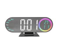 Domary Sveglia Digitale, Display a Specchio con Luce Notturna a 16 Colori | Doppi Allarmi Potenti con Snooze di 5 Minuti, 3 Livelli di luminosità, Porta di Ricarica USB, Formato 12/24 Ore, Uso in