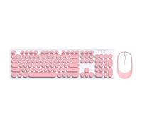 Domary T-Wolf TF770 Tastiera Wireless 2.4G Mouse Combo Punk Rotondo Keycap Mute Digitazione Mouse Ergonomico con 104 Tasti per (Rosa)