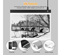 Domary Tappetino Luminoso a LED A3 per Tracciare, Tavolo da Disegno da 0,1 | Luminosità Continua, 2000-2500, Alimentazione USB, Pannello Acrilico, Protezione per gli Occhi, per Animazione di Schizzi