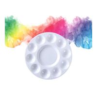 Domary Tavolozza in Plastica per Dipingere, Vassoio Rotondo Bianco a 10 | Plastica Riutilizzabile Durevole, per Olio Acrilico Acquerello, Arte Artigianale Compatta e Facile da Trasportare