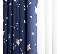 Domary Tende Oscuranti con Luna e Stelle, 2 Pezzi, con Anelli in Argento, Tende Isolamento Termico Che Bloccano la Luce, per Camera da Letto, Soggiorno (168 cm*229 cm)