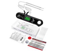 Domary Termometro Digitale per Carne per Cucinare, Doppia Sonda con Allarme e Magnete, Lettura Rapida in 2-3 Secondi Forno, Barbecue, (Nera)