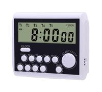 Domary Timer Digitale a 5, Cronometro Alimentato a Batteria, Timer per Il Conto alla Rovescia con Orologio per L'apprendimento della Cottura in e Il Lavoro in Laboratorio
