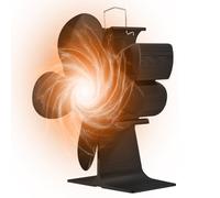 Domary Ventilatore per Stufa Alimentato a Calore a 4 Pale, con Maniglia per Il Trasporto e Protezione dal Surriscaldamento, Non Elettrico Caminetto Legna (Nera)