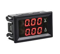 Domary Voltmetro Amperometro DC 3 Cifre 0 100 V 10 A 50 A Doppio Pannello LED Voltmetro Amperometro per Laboratorio Domestico Plastica Rosso Blu (Retroilluminazione dei caratteri rossa 10A)