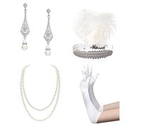 Domasvmd Set di accessori per costume anni '20, da donna, con fascia per capelli e collana ruggenti anni '20, set di accessori per costume ruggenti anni '20