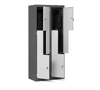 Domator Armadietto spogliatoio Armadio metallico 4 Scompartimenti Parete divisoria Fessure di ventilazione Rivestimento in polvere 185 cm x 80 cm x 45 cm (Antracite-Bianco)