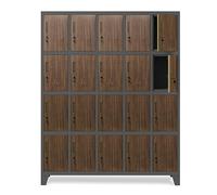 Domator Armadietto spogliatoio Armadio metallico con 20 Scomparti Fessure di ventilazione Rivestimento in polvere 172 cm x 136 cm x 45 cm (Aspetto legno antracite)