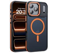 DOMAVER Custodia per iPhone 17 Pro, [compatibile con mag-safe] Protezione anti-ingiallimento di ricarica antiurto sottile traslucida opaca per iPhone 17 Pro da 6,3 pollici, nero arancione