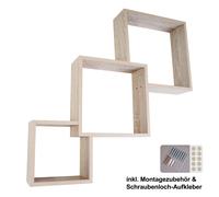 Domax Set Mensole Parete 3 Cubi Portab.. Libri MDF Moderno Grigio 65,5 cm