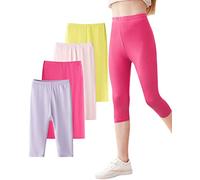 Domee Leggings 3/4 Pantaloni Corti Estivi Bambina Pacco da 4