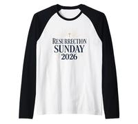 Domenica della Resurrezione 2026 Croce Cristiana Grafico Maglia con Maniche Raglan