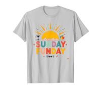 Domenica Funday: Allegro Beach Day Summer Vibes, Maglietta, Uomo, Argento, 3XL