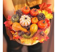 DomeStar 50 PCS Thanksgiving Artificial Pumpkins and Gourds Set Fall Decorations for Home, 8 PCS Fake Pumpkins, 12 PCS Pinecones and Acorns, 30 PCS Fake Maple Leaves Fall Wedding Tables Centerpieces