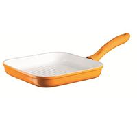 Domestic Top Selection by Mäser Serie Alioth - Griglia da Cucina, in Alluminio pressofuso Spessore 2 mm, Diametro 24 cm, con Rivestimento Antiaderente in Ceramica Svizzera ILAG, Colore: Arancione