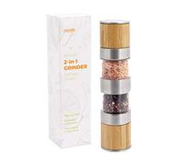 DOMESTICO Macinino Manuale Bilaterale Duette Bambu Edizione per Sale e Pepe o Spezie 2in1, Set Sale et Pepe, Design Moderno Grinder