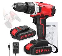 Domestico Multifuctional 21V Trapano Elettrico Motore Spazzola 2 Velocità Controllo Stepless Regolazione della Velocità Modi di Rotazione Regolazione 25 Ingranaggi di Coppia Trapano al Litio