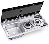 Dometic mo 9722l piano cottura a 2 fuochi con coperchio in vetro 760 x 325 mm lavello a sinistra