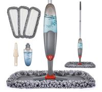 Domi-patrol, Mocio spray per la pulizia dei pavimenti, in microfibra, utilizzabile da asciutto o bagnato, con 3 panni lavabili e flacone ricaricabile 635 ml, eliminare polvere, legno massello