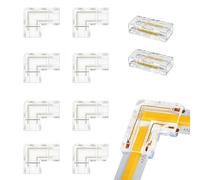 Domicubes 10 Pezzi Connettori per Strisce, 2 Pin 8mm Connettore Angolare a LED COB Senza Saldatura 8 Pezzi Forma a L e 2 Pezzi Connettori Centrali Trasparenti per Monocolore Strisce LED COB 12V 24V