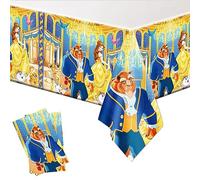 DoMiDoLa Confezione da 2 tovaglie usa e getta La Bella e la Bestia, per feste di compleanno e decorazioni per bambini, baby shower, tavoli da principessa, 178 x 106 cm