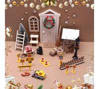 Domigard 42 pezzi, set completo con lettere di gnomo, casa gnomo luminosa, porta delle fate, porta d'elfo, camino, cavalletto, cartoni per trasloco, cartelli per Natale, calendario dell'Avvento fai da