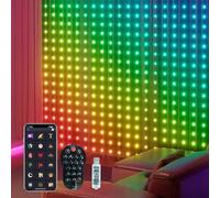 Domigard Tenda Luci LED 1.6m x 1.6m 256 LED Tenda Luminosa, Luci per Tende APP Intelligenti, 4040 RGB, Luce dinamica fai da te Impermeabile IP65 per Camera da letto, festa, Natale, Negozio Decorazione