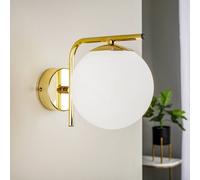 Domiluce Applique Aurora, color oro, vetro, altezza 17 cm, sfera, E14 Domiluce