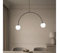 Domiluce Lampada a sospensione Nova, vetro/metallo, nero/bianco, a 2 luci Domiluce