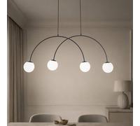 Domiluce Lampada a sospensione Nova, vetro/metallo, nero/bianco, a 4 luci Domiluce