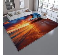 dominante di colore Tappeto con Spiagge panoramiche costiere - Tappeto in flanella stampata, morbido, antiscivolo e lavabile, per soggiorno e camera da letto 60 x 90 cm