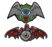 Domineering - Toppa ricamata a doppia ali per occhi con colla posteriore per moto, termoadesiva per vestiti, giacca, 2 pezzi