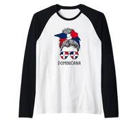 Dominicana Girl Dominican Heritage Dominican Republic Flag Maglia con Maniche Raglan