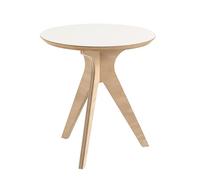 DOMINIS Tavolino in Pregiato Legno di Okoumé Tavolino Rotondo con Piano Laminato Bianco Ideale in Soggiorno o Camera da Letto Rifinito a Mano Design e Qualità Made in Italy Ø 45cm H 48cm