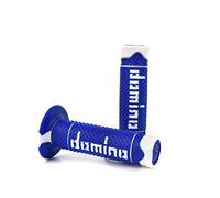 A260 COPPIA MANOPOLE BIANCO / BLU OFFROAD DOMINO DIAMETRO 22-26 UNIVERSALI
