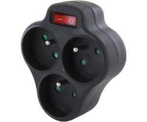 Domino 3x16A - CHACON - Triangolo con interruttore - Nero