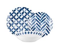 DOMINO Azulejos Servizio Tavola Piatti Set 18 Pezzi in Porcellana