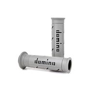 COPPIA MANOPOLE DOMINO GRIGIO NERO MANUBRI 22 MM MOTO SCOOTER UNIVERSALI